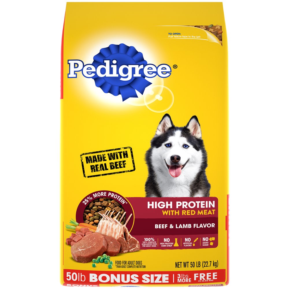 PEDIGREE High Protein Adult Dry Dog Food Beef and Lamb Flavor, 50 lb