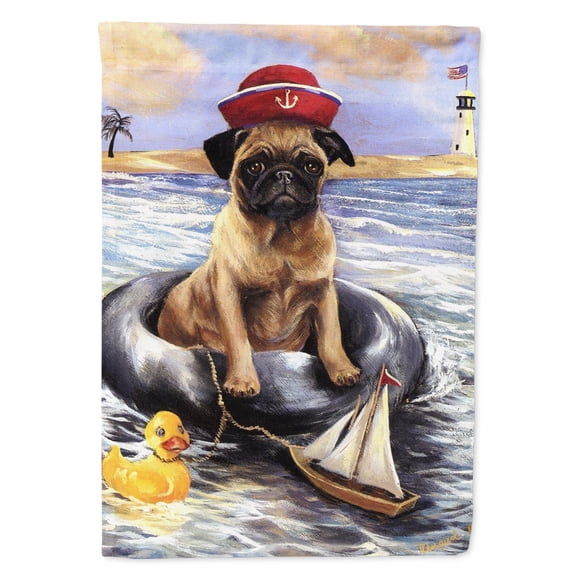 Carolines Treasures PPP3153CHF Pug Ahoy Sailor Flag Canvas House Size  Large multicolor