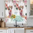 thumbnail image 6 of Spring Floral Pig Swag Curtains for Kitchen/Bedroom/Living Room, Elegant Pink Botanical Scalloped Curtains 63 Inch Long, Rod Pocket Window Swag Topper Curtains Valances 2 Panels Set 36"x63", 6 of 8