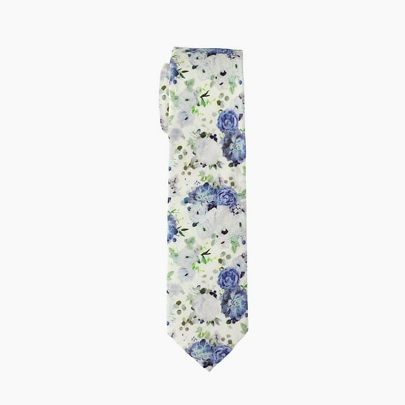Light Blue Floral Men's Skinny Necktie