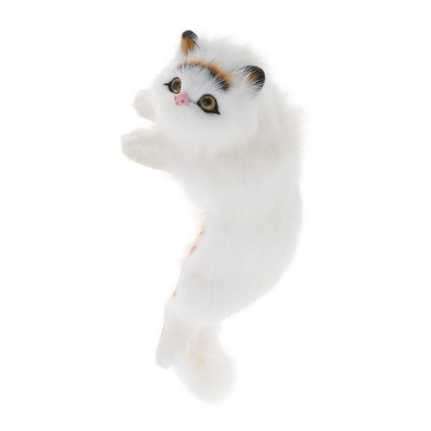 Adornos artísticos de gato de peluche, figuritas colgantes de gato de simulación, manualidades, regalos Negro a la derecha