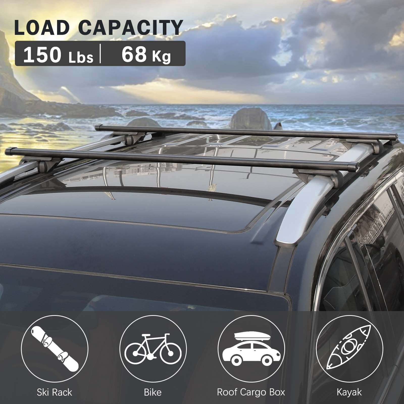 For Subaru Crosstrek XV 53" Roof Rack Cross Bars Luggage Cargo Kayak Carriers