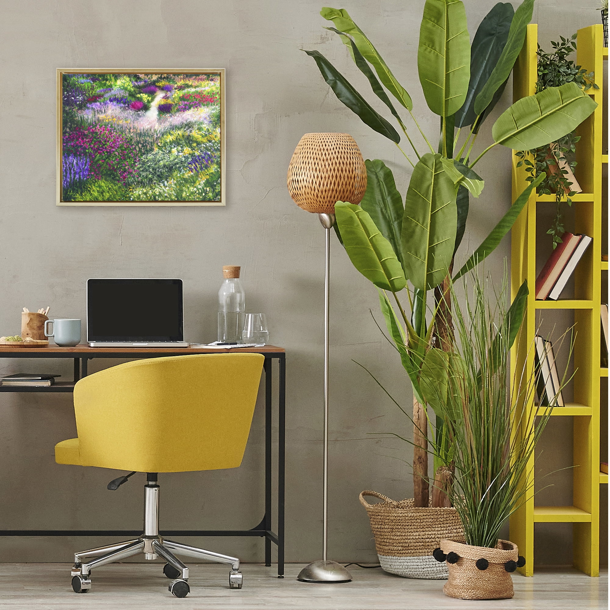 Stupell Industries Breath Of Spring Meadow Gold Framed Floater Canvas Wall Art, design by Lee Ann Zirbes