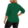 thumbnail image 4 of asdoklhq Oversized Tshirts for Women Crop Tops Crewneck Plus Size Fashion Women's Casual Printed V-Neck Long Sleeve T-shirt Button Spring and Summer Tops Army Green 2X, 4 of 7