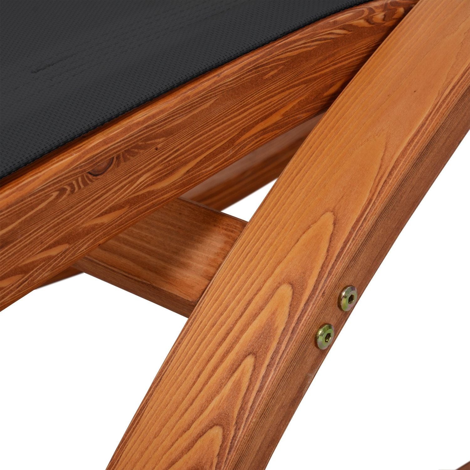 Outdoor Cedar Wood Patio Lounge Daybed with Black Textilene Fabric & Canopy