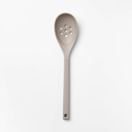 Soft Grip Nylon Slotted Spoon Slate Gray - Figmint