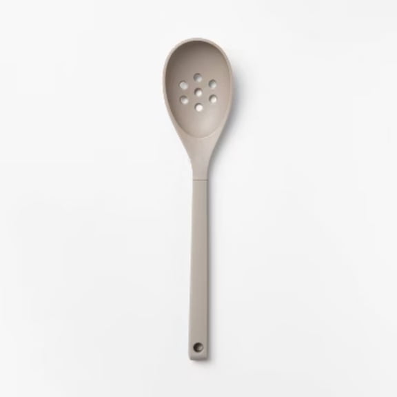 Soft Grip Nylon Slotted Spoon Slate Gray - Figmint
