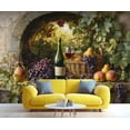 thumbnail image 4 of Red Wine Glass Custom Mural- Fresh Grapes Mural, European Arch Large Murals For Living Room Bedroom, Wine Grapes Murals 55"W x 28"H (Not Peel and Stick), 4 of 6