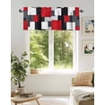 thumbnail image 6 of Curtain Valance for Windows,Abstract Red Black White Gray Color Block Kitchen Valances Rod Pocket Short Curtains,Geometric Art Window Treatment Panel for Bedroom Bathroom 42x12in, 6 of 9