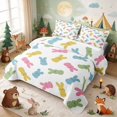 thumbnail image 3 of Erosebridal Bunny Twin Quilt Set for Boys Girls, Pastel Colors Twin Coverlet Set, 2pcs 1 Bedspread and 1 Pillowcase, 3 of 7