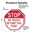 thumbnail image 2 of Stop No Trucks Beyond This Point (2 Pack) 4 inch X 4 inch Octagon Vinyl Label Decal Sticker Weather Resistant, UV Protected for Workplace, Private Property, and Construction Site, Made, 2 of 5