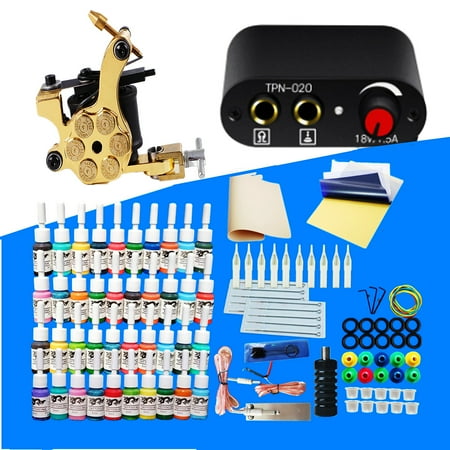 Lism Tättoo Machine Kit with Power Supply, Professional Tättoo Supplies Set for Artists and Beginners, Golden