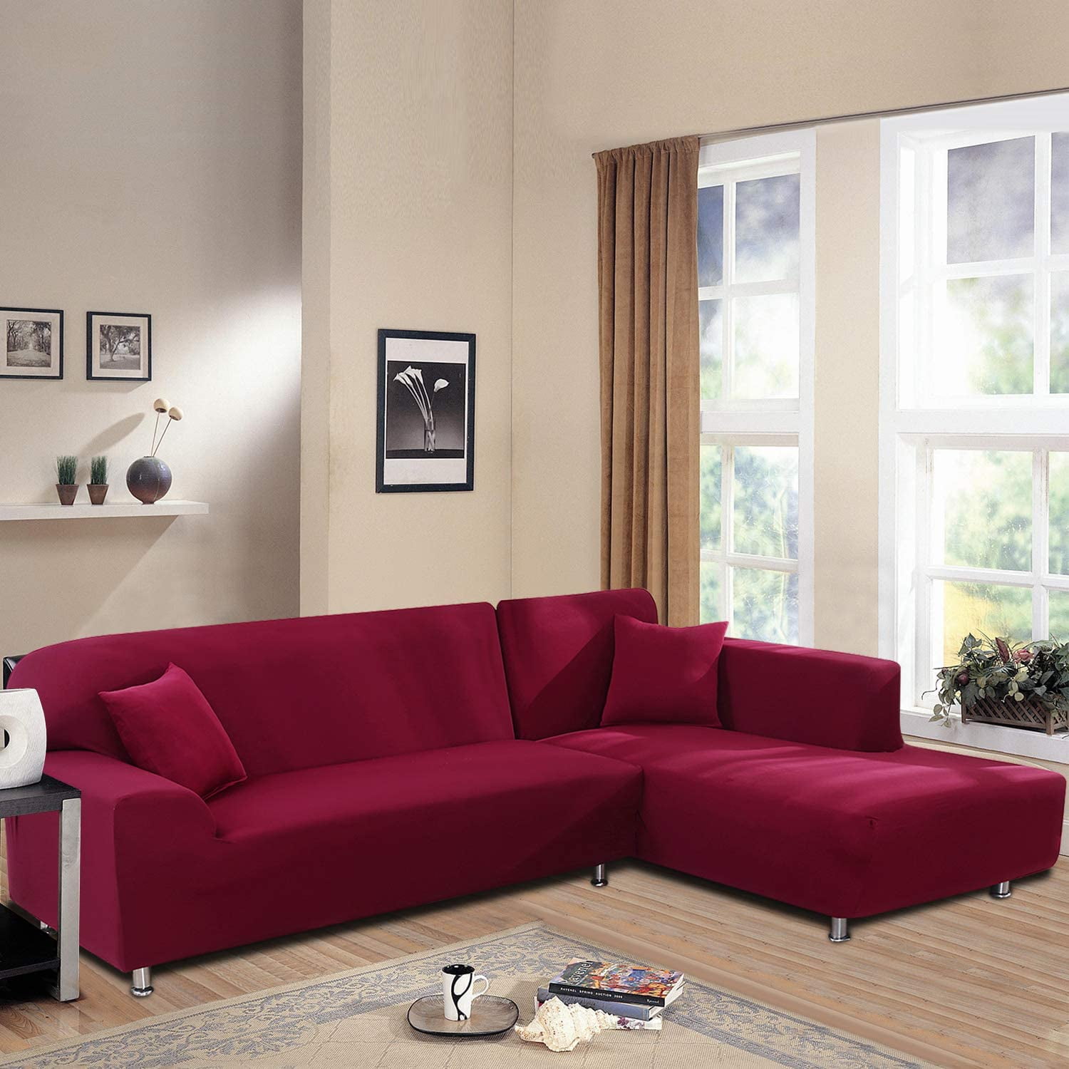 SHANNA Sectional Couch Covers, L Shape Sofa Covers for 3 Cushion Couch