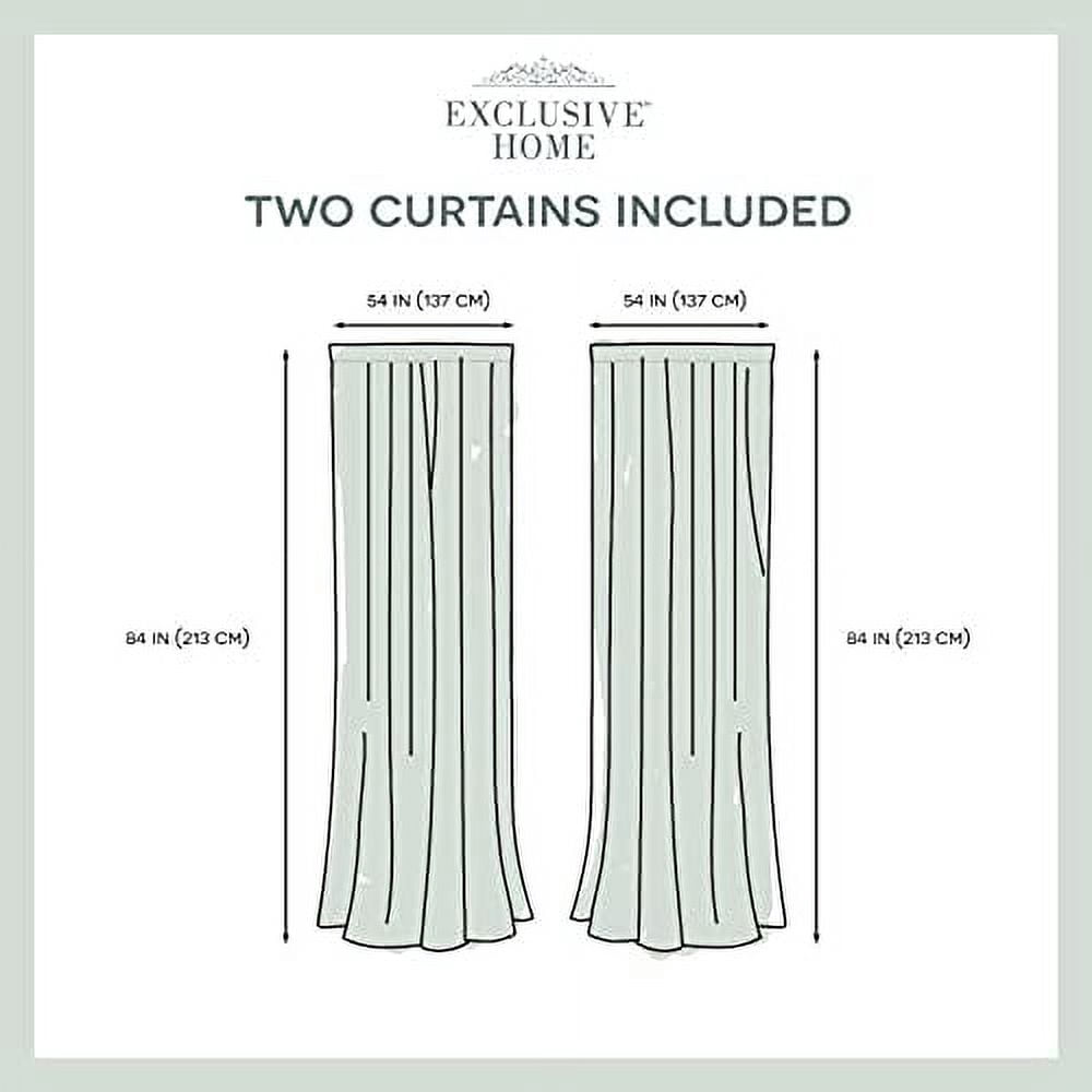 Exclusive Home Tassels Embellished Sheer Rod Pocket Curtain Panel Pair, 54"x84", Black