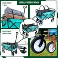 thumbnail image 3 of Utility Wagon Cart Foldable with Strapping System, Heavy Duty 225lbs Capacity, Lightweight Collapsible Design, Utility Cart, beach wagon with 360° Swivel Wheels for Beach, Camping, Shopping, Green, 3 of 9