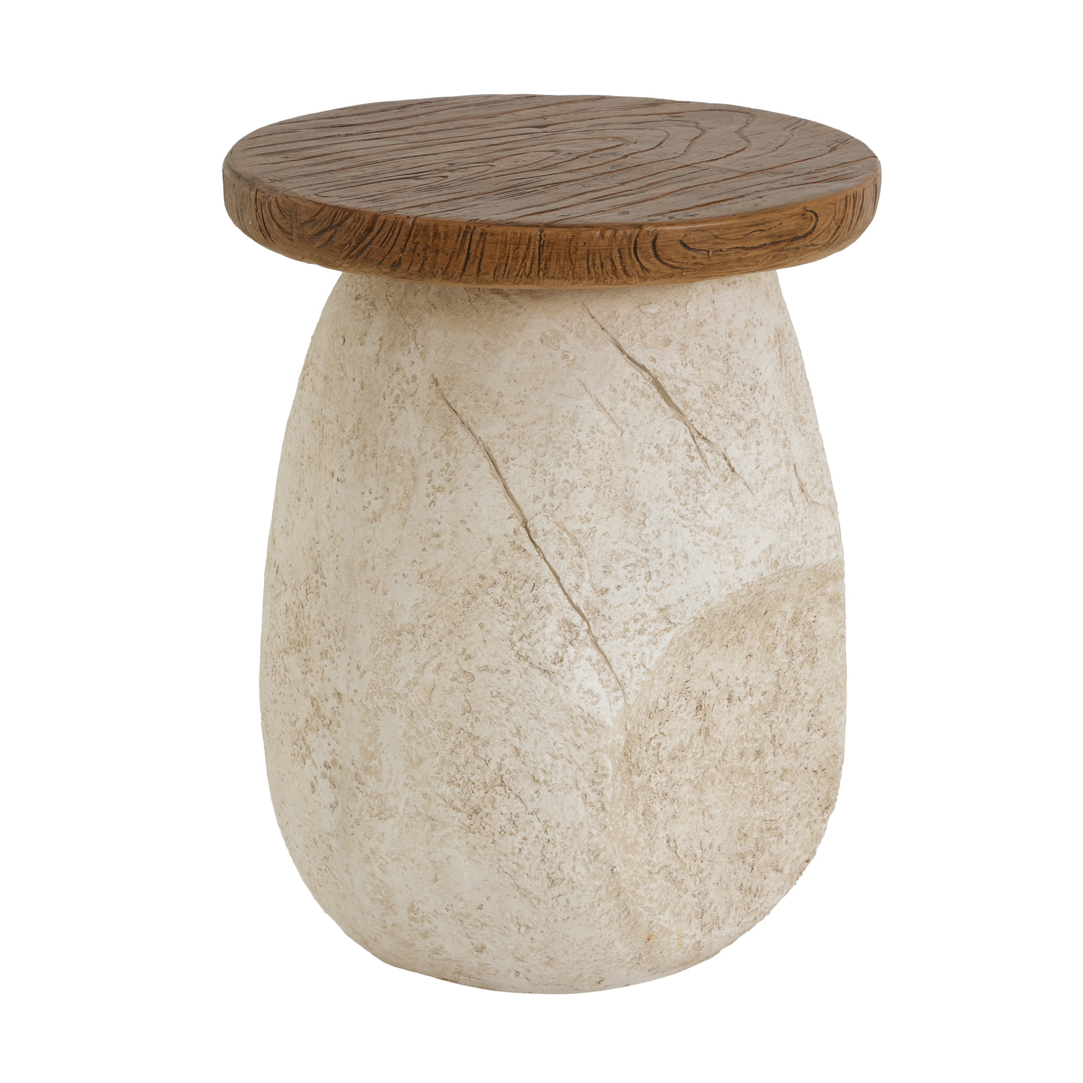 Christopher Knight Home Outdoor MGO Accent Side Table, Pear-Shape with Faux Wood Grain Top, Beige