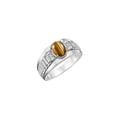 thumbnail image 3 of RYLOS Men's Rings Sterling Silver Rings Classic Designer Style 8X6MM Oval Gemstone & Diamond Ring Tiger Eye Birthstone Rings For Men Size 11, 3 of 7