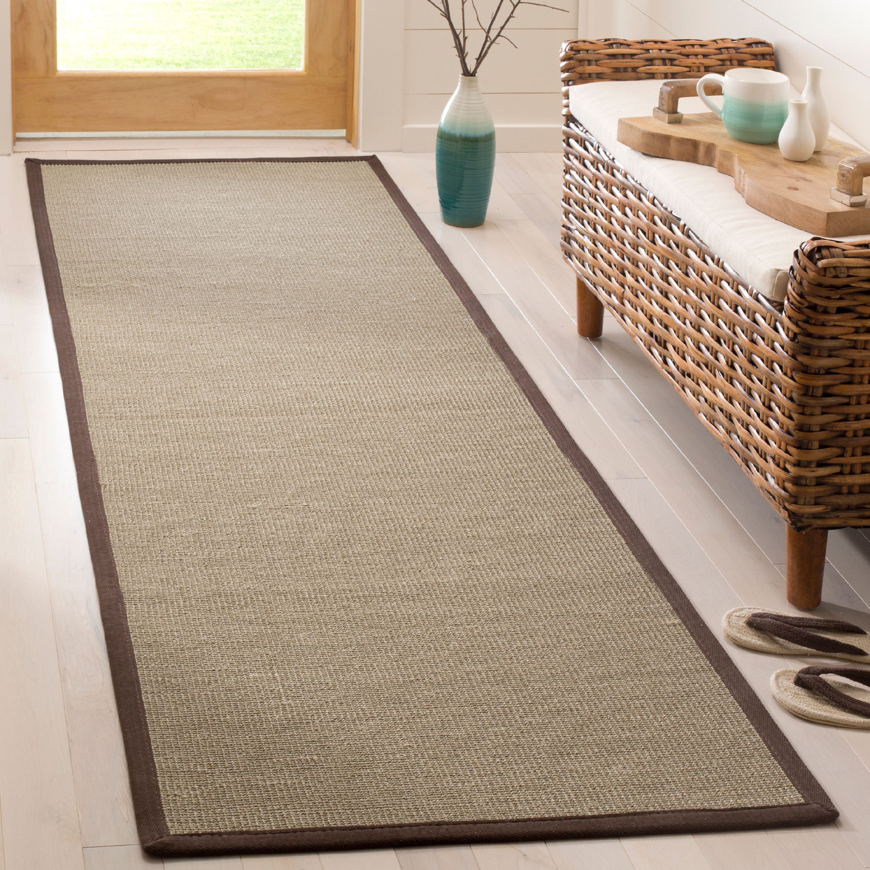 SAFAVIEH Natural Fiber Keane Solid Sisal Runner Rug, Sage/Brown, 2'6" x