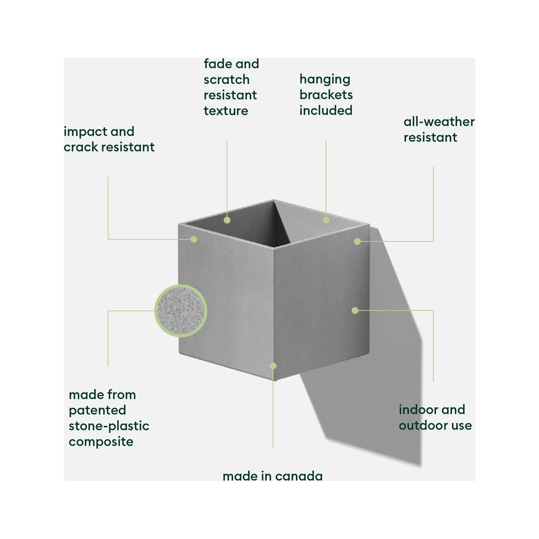 Veadek Geo Series Cube Hanging 5" Planter - Gray