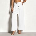 thumbnail image 2 of akafmk Womens High Waist Wide Leg Dress Pants Button Front Pleated Business Casual Pants Stretch Cropped Office Teacher Pants, Size XL, 2 of 4