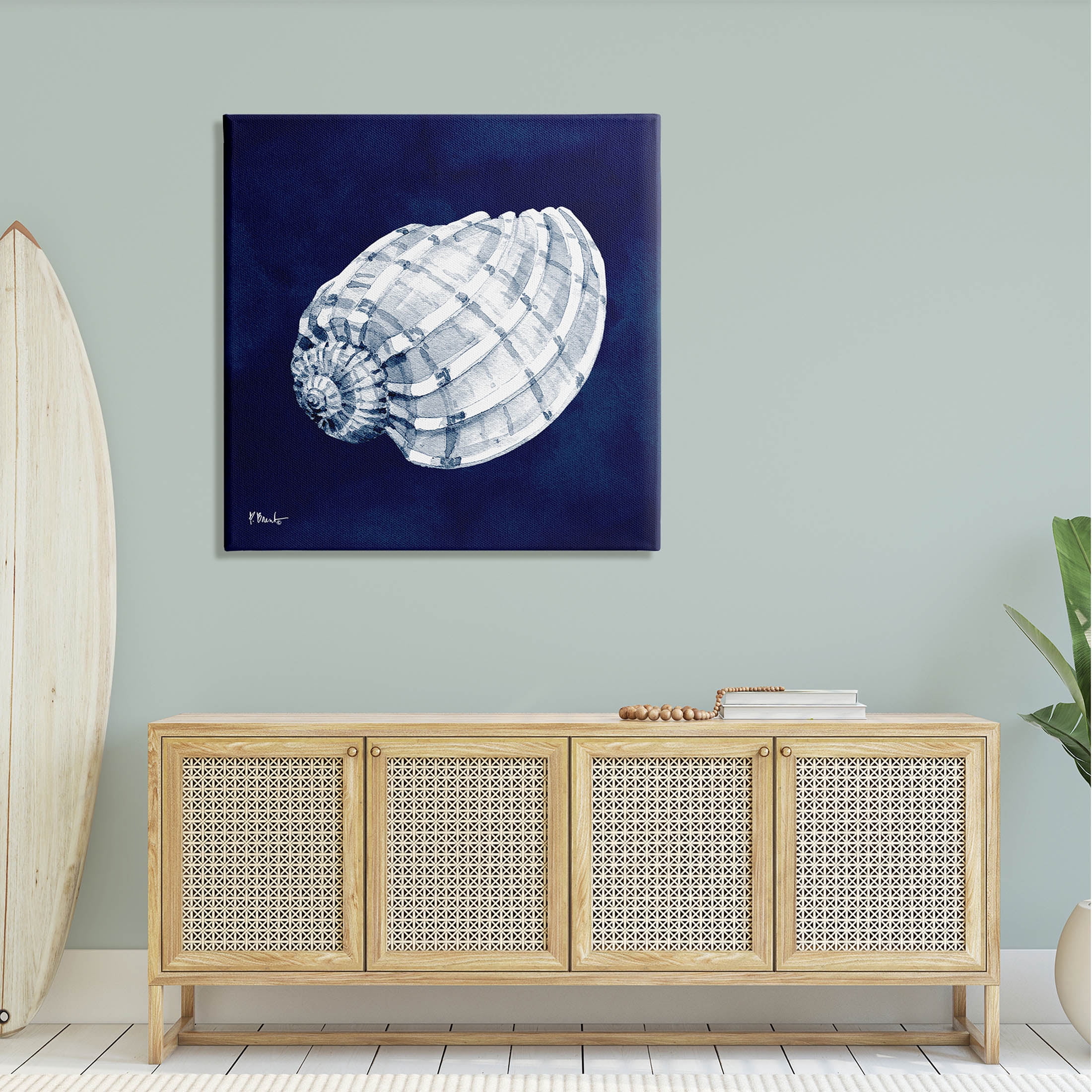 Stupell Industries Cyanotype Shells Coastal Illustration Graphic Art Gallery Wrapped Canvas Print Wall Art, Design by Paul Brent