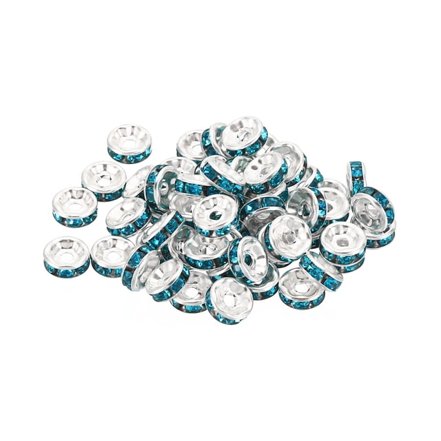 Unique Bargains 8mm Spacer Beads, 100pcs Bead Spacers Rhinestone Round Bulk Beads for Jewelry Making, Blue