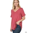 thumbnail image 5 of Zenana Women & Plus Luxe Rayon Short Sleeve V-Neck Hi-Low Hem Casual Tee-Shirt Top, 5 of 5