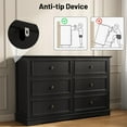 thumbnail image 4 of IDEALSOUL Black Dresser,6 Drawer Dresser for bedroom,Retro Wood Storage Cabinet for Living Room, 4 of 13