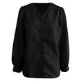 thumbnail image 5 of alcepopk Womens Long Sleeve Shirts V-Neck Lace Tops Business Casual Blouses Tee Trendy Fall Fashion Outfits Clothes(Black,M), 5 of 5