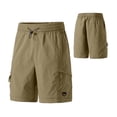 thumbnail image 4 of Yifymode Knee Length Women Bermuda Shorts Baggy Wide Leg Drawstring Casual Work Hiking Cargo Shorts With Pockets,Brown L, 4 of 5