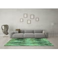 thumbnail image 3 of Ahgly Company Machine Washable Indoor Round Abstract Turquoise Blue Modern Area Rugs, 3' Round, 3 of 4