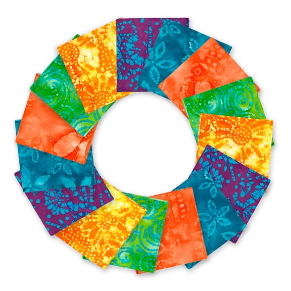 Create It 18"x21" Cotton Batik Precut Sewing & Craft Fabric Bundle, Blue 15 Piece