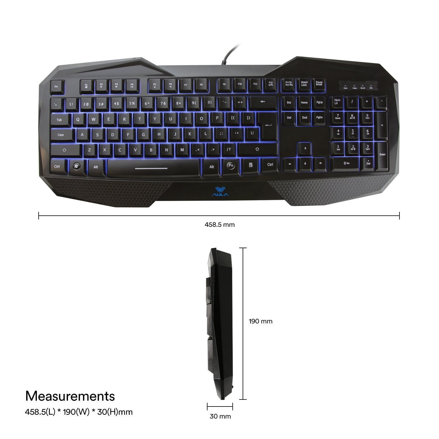 AULA SI-859 Backlit Gaming Keyboard with Adjustable Backlight Purple Red Blue USB Wired Illuminated Computer Keyboard
