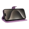 thumbnail image 4 of Dteck Pattern Case for iPhone 15 Pro,Magnetic Leather Butterfly Floral Embossed Flip Case Card Slots Wallet Stand Cover with Wrist Strap for iPhone 15 Pro,Purple, 4 of 7