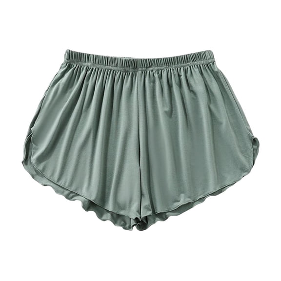 MIXUE Shorts For Women Summer Solid Color Bottoms Pyjama Bottoms Womens Shorts Holiday Wear,Green,L