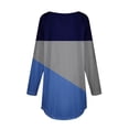 thumbnail image 4 of ATOYSOY Women's Fashion Color Block Pullover Workout Casual Shirts Loose Dressy Tops Retro Crew Neck Sweatshirts Outwear Long Sleeve Tees Fall Winter Blue M, 4 of 5
