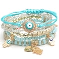 thumbnail image 1 of 6Pcs Bohemian Evil Eye Bracelet Set For Women With Fatima Hand Heart Charm Beaded Rope Chain Bangle Jewelry Gift, 1 of 6
