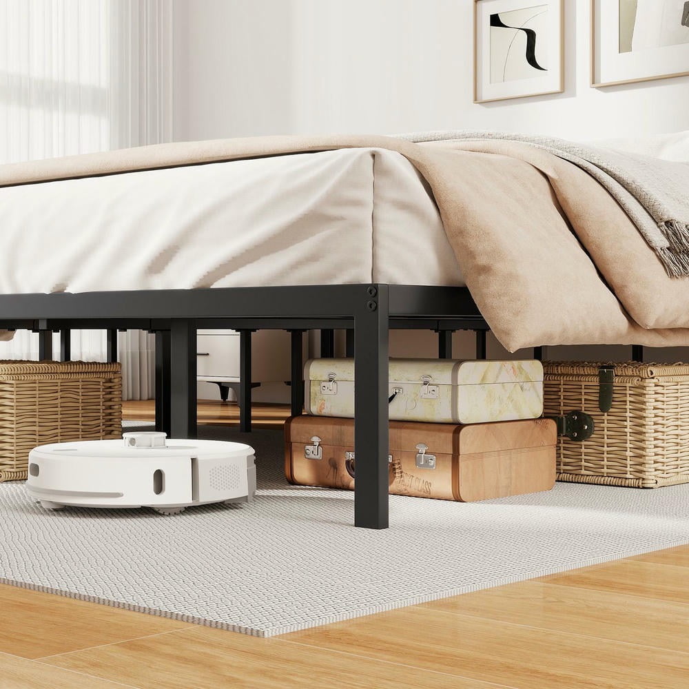 Barara King Metal Bedroom Bed Frame with Heavy Duty Support Slats Mattress Foundation, King Size Bed Platform Frame for Apartment, Bedroom, Black