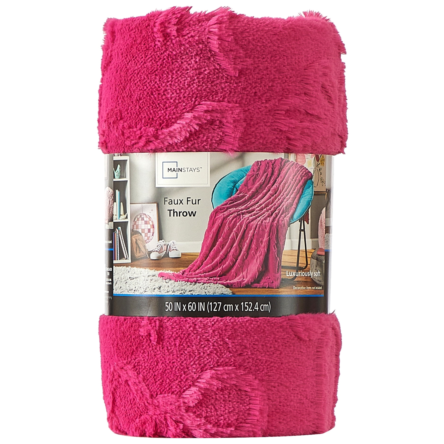 Mainstays Gen Z 50" x 60"Carved Bow Faux Fur Throw