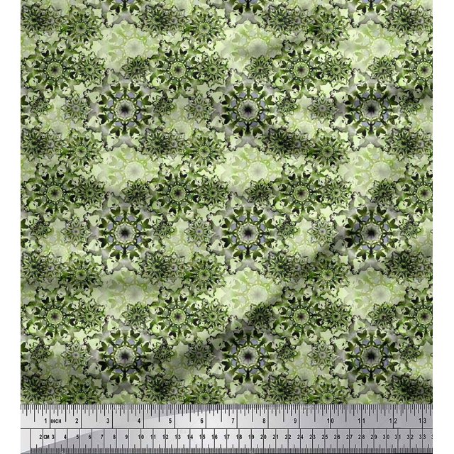 Soimoi Rayon Fabric Floral Mandala Printed Fabric 1 Yard 42 Inch Wide