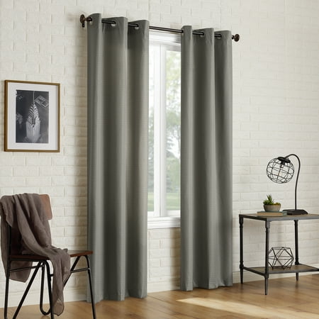 Sun Zero 2-pack Arlo Textured Thermal Insulated Grommet Curtain Panel Pair, 40"x84", Gray
