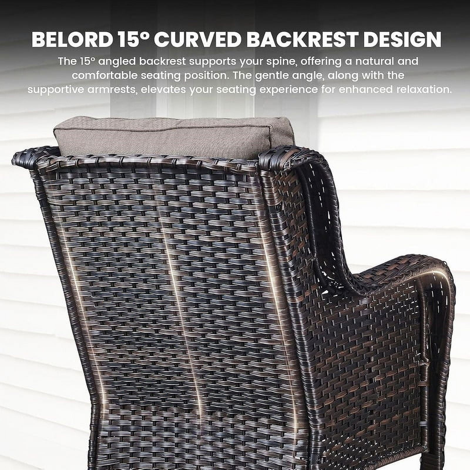 Bellefurn Patio Wicker Chairs Set of 2,High Back Outdoor Rattan Patio Chairs Outdoor Conversation Set for Garden Backyard Proch Deck