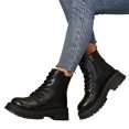 thumbnail image 5 of Willtoo Women’s Platform Combat Boots, Lace Up Side Zipper Chunky Lug Sole Ankle Booties, Anti Slip Comfortable Leather Boots, Fashion Goth Short Boots for Fall Winter, 5 of 5