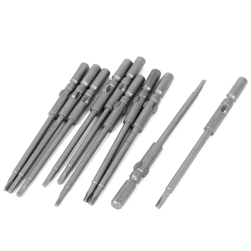 10 Pcs 5mm Round Shank 2mm Triangle Head Screwdriver Bits 80mm Length