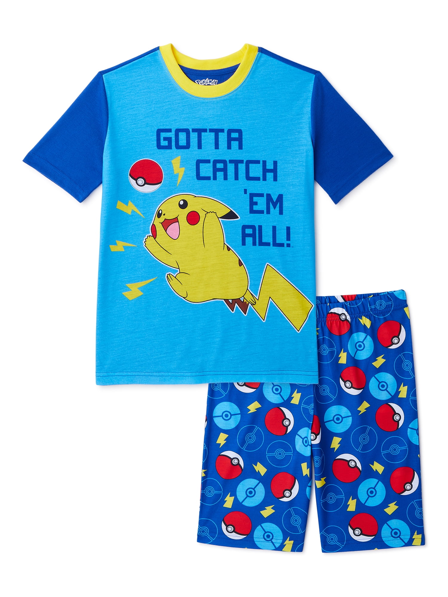 Pokemon Boys Catch 'Em All 2pc Pajama Short Set Size 4 6 8 10 