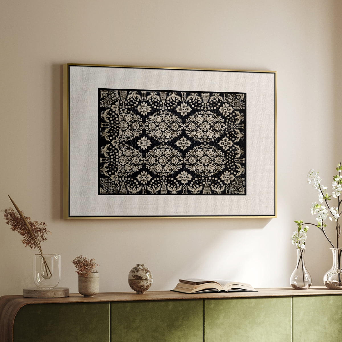 Vintage Abstract Print-XI Framed in Silver Wood Gallery Wrapped Canvas 25 in. x 37 in.