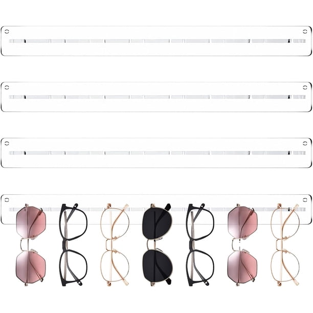 Paquete de 3 soportes para anteojos de sol para pared, 7 ranuras para anteojos de sol, exhibición de soporte acrílico para anteojos de sol, organizr de lentes (transparente)
