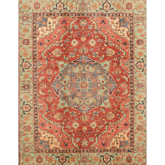 Ahgly Company Machine Washable Indoor Rectangle Abstract Grapefruit Red Area Rugs, 8' x 10'