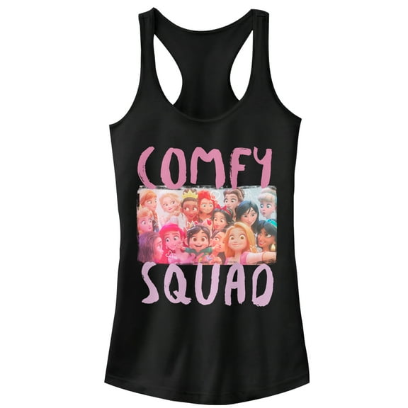 Junior's Ralph Breaks the Internet Comfy Squad Selfie  Racerback Tank Top Black 2X Large