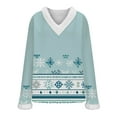 thumbnail image 6 of Craaazy Christmas Gifts For Women Furry V Neck Casual Blouse Christmas Trees With Lights Printed Long Sleeve Santa Tops Gifts For Women, 6 of 6